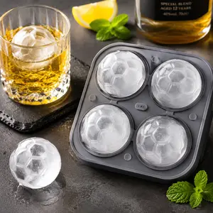 Ice Cube Tray - 3D Soccer Ball Silicone Mold with Clear Texture - for Whiskey, Cocktails, Sports Party & Tailgating - Cool Gifts for Soccer Fans, Men & Coaches