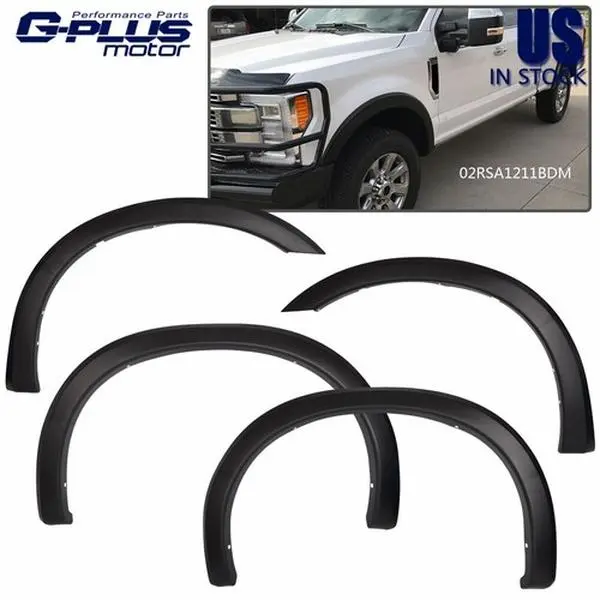 MOTOR GPLUS Factory Style Textured Contour-Fit Stainless Steel Fender Flares - Car Exterior Decoration, Vehicle Protector for 1999-2007 Ford F250 F350 Super Duty Truck