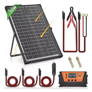 Trickle Charger Battery 30W Dual-Sided Solar Panel Kit Controller, RV Maintenance Unit, IP65 Waterproof Rating, Wind and Snow Resistant, 10A PWM Charge Controller with 23.6-Foot Cable TikTokShopBlackFriday