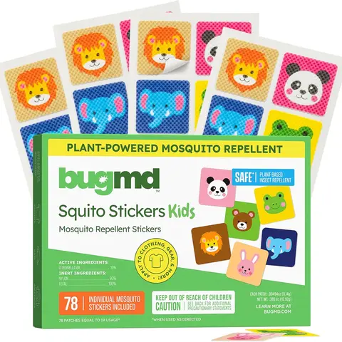 BugMD Squito Stickers Mosquito Repellent Patch Stickers for Kids Safe and Effective Insect Repellent Patches for Toddlers, Kids and Outdoor Activities