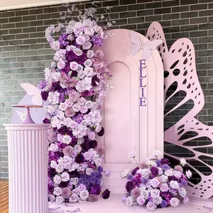 S-A7561 Purple Wedding Backdrop Arch Floral Arrangement