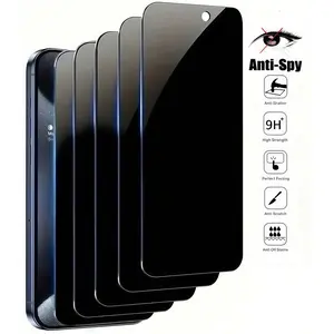 5Pcs Privacy Screen Protector Tempered Glass Compatible For iPhone 16 17 15 14 13 12 11 16e Plus Air Pro Max Anti Spy Tempered Glass Privacy Screen Protector Scratch-resistant full coverage camera lens protection