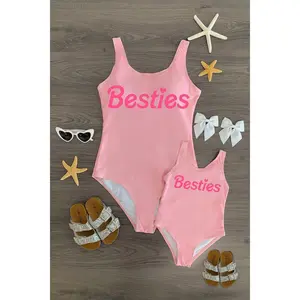 Mom & Me - "Besties" Pink One Piece Swimsuit