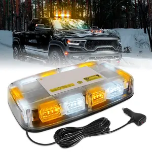 48LED Roof Top Strobe Lights, High Visibility Emergency Safety Warning LED Mini Strobe Light bar with Magnetic Base for 12-24V Snow Plow, Trucks, Construction Vehicles