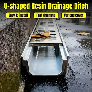 U-Channel Drainage Cover Board, Resin One-Piece Garden Courtyard Kitchen Sewer Cover, Durable and Easy Installation, Perfect for Outdoor Use
