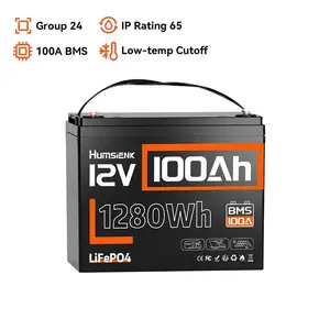 Humsienk 12V 100Ah LiFePO4 Battery 1.2kWh Smart BMS High Cost Performance Home Backup Power Emergency Preparedness Off-Grid Living Yard Renovation Reduce Equipment Downtime Uninterrupted Power Supply
