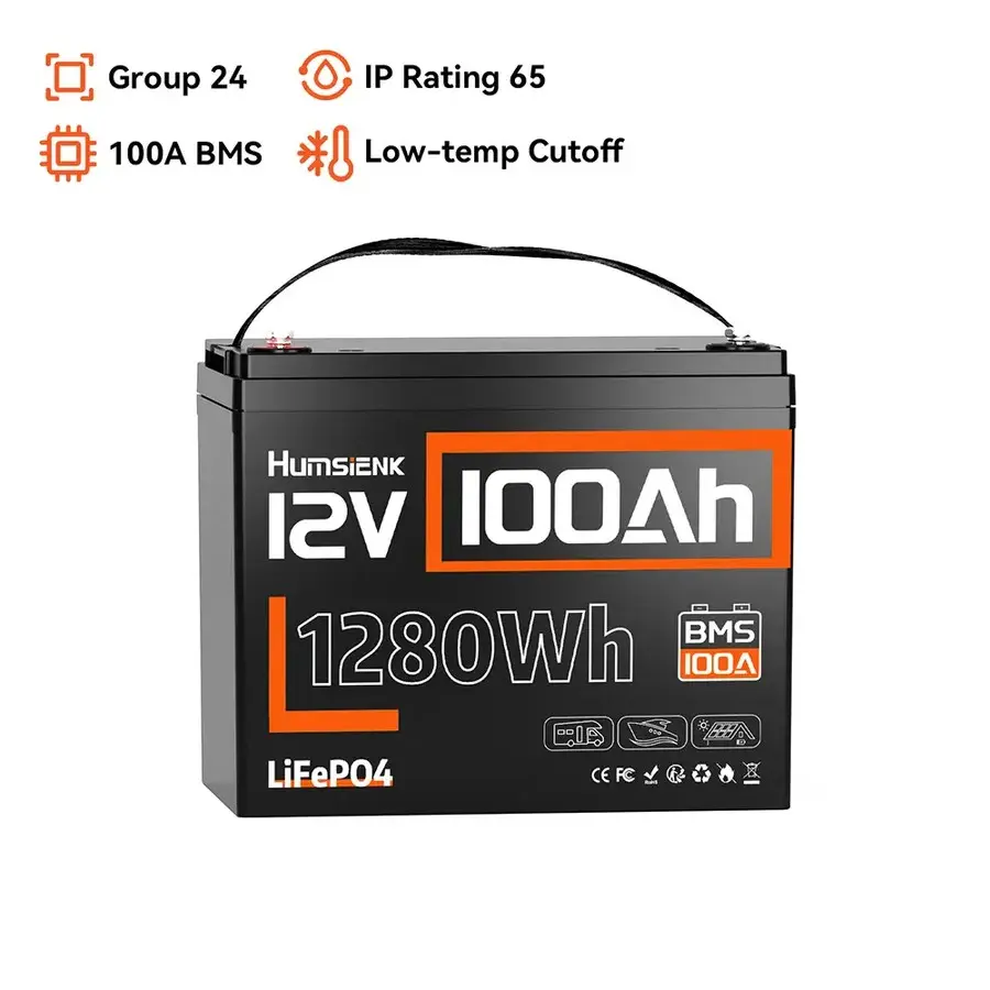Humsienk 12V 100Ah LiFePO4 Battery 1.2kWh Smart BMS High Cost Performance Home Backup Power Emergency Preparedness Off-Grid Living Yard Renovation Reduce Equipment Downtime Uninterrupted Power Supply