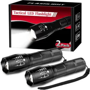 Rechargeable Zoomable Tactical Flashlight, 3 Lighting Modes 4900 High Lumens Led  Heavy Duty Waterproof Handheld Flashlight for Camping Biking Hiking Outdoor Home Emergency