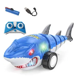 Remote Control Shark Car Toy, 360° Rotating Stunt Car Toy with Light, Rechargeable Electric RC Car Toy, Gift for Boys & Girls