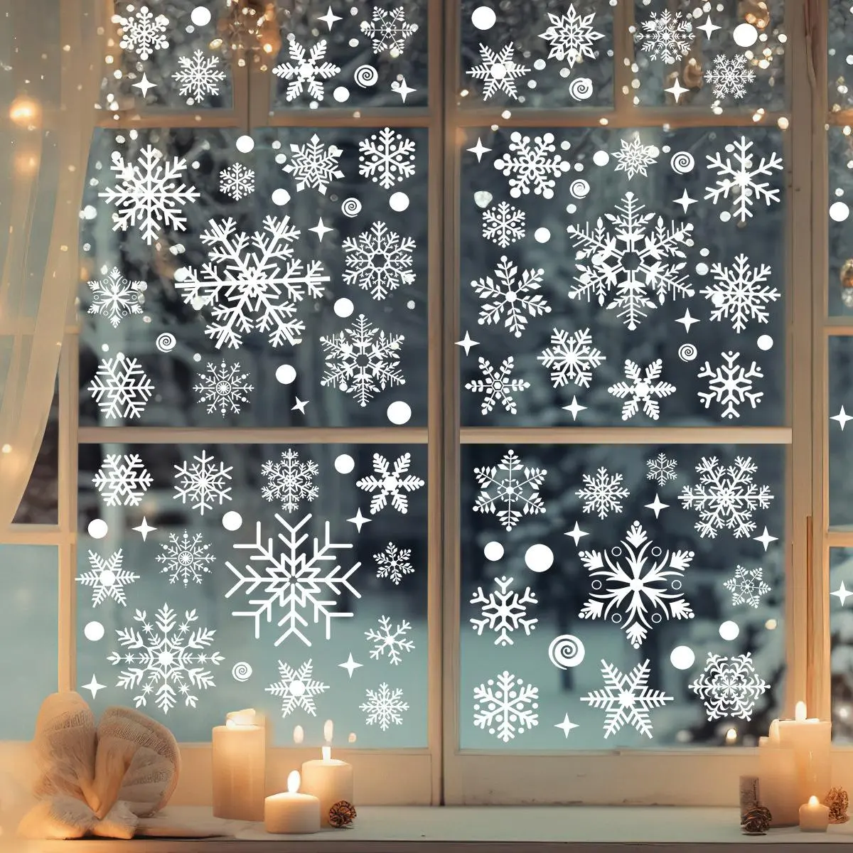 Snowflake Pattern Window Sticker, 1 Set Self Adhesive Window Decal Holiday Decoration for Home Party School Office Wall Decal