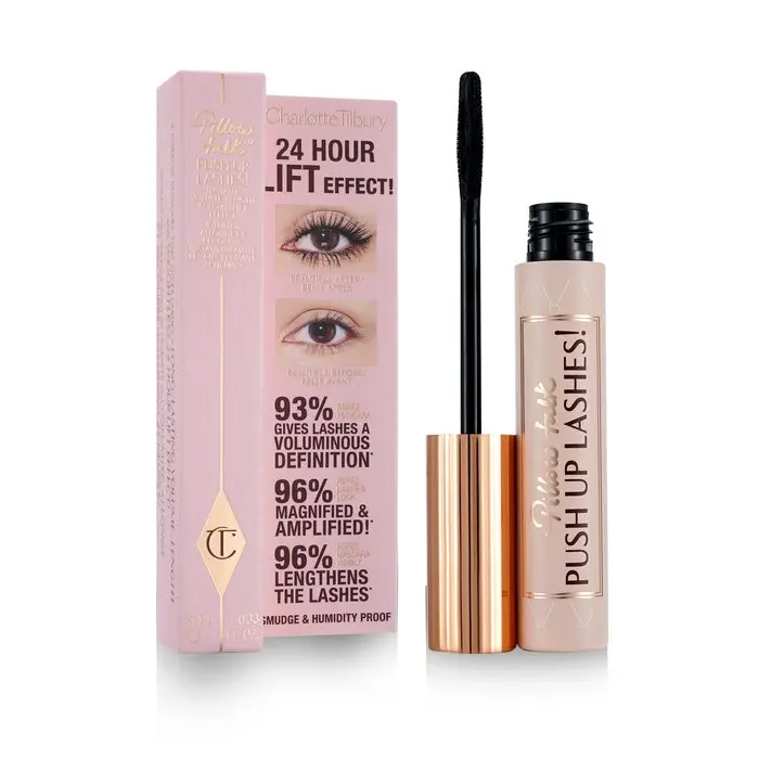Charlotte Tilbury Pillow Talk Push Up Lashes! Keratin Voluminous Mascara - #Super Black, Lightweight Makeup, 10ml/0.33oz