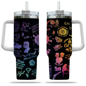 [Printed Tumbler] Supernatural Printed Winchester Brothers Tennessee TV Series 40 oz Printed Tumbler With Handle