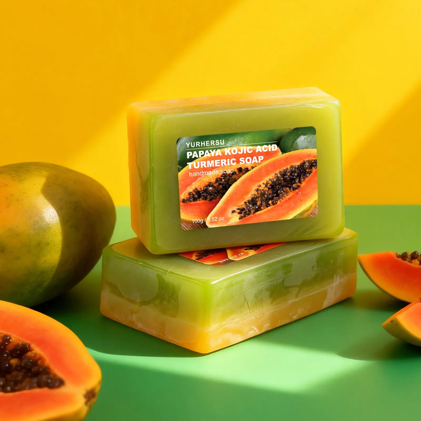 Pawpaw Vitamin C Brightening Soap, Contains Arbutin, Tea Tree Oil, Coconut Oil, Purifies Nourishes Skin, Face & Body, Natural Gentle Exfoliating Soap, Papaya, Handmade Soap, Moisturizing Soap, Exfoliating Bar Soap