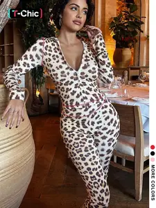 Women's Leopard Print Zipper Crop Top & Pants Two-Piece Set, Casual Long Sleeve Top & Trousers for Spring & Fall, Lady's Clothes for Daily Wear, Stretchy Outfit Sets, Casual Outfits Women, Womenswear
