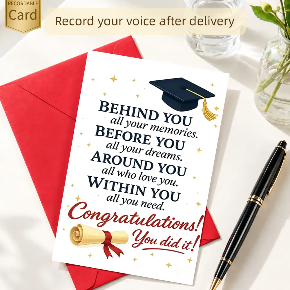 Graduation Voice Recording Greeting Card, Congratulations Gift Card for Graduate, Personalized Graduation Gift for Daughter Son Friends Family, College High School Graduation Keepsake