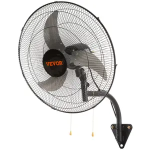 【Summervibes】VEVOR Wall Mounted Fan - 20 in High Power, 3-Speed High Velocity (Max 4650 CFM) Oscillating ETL Listed Black Industrial Unit for Commercial, Warehouse & Patio Use, High Power Fan