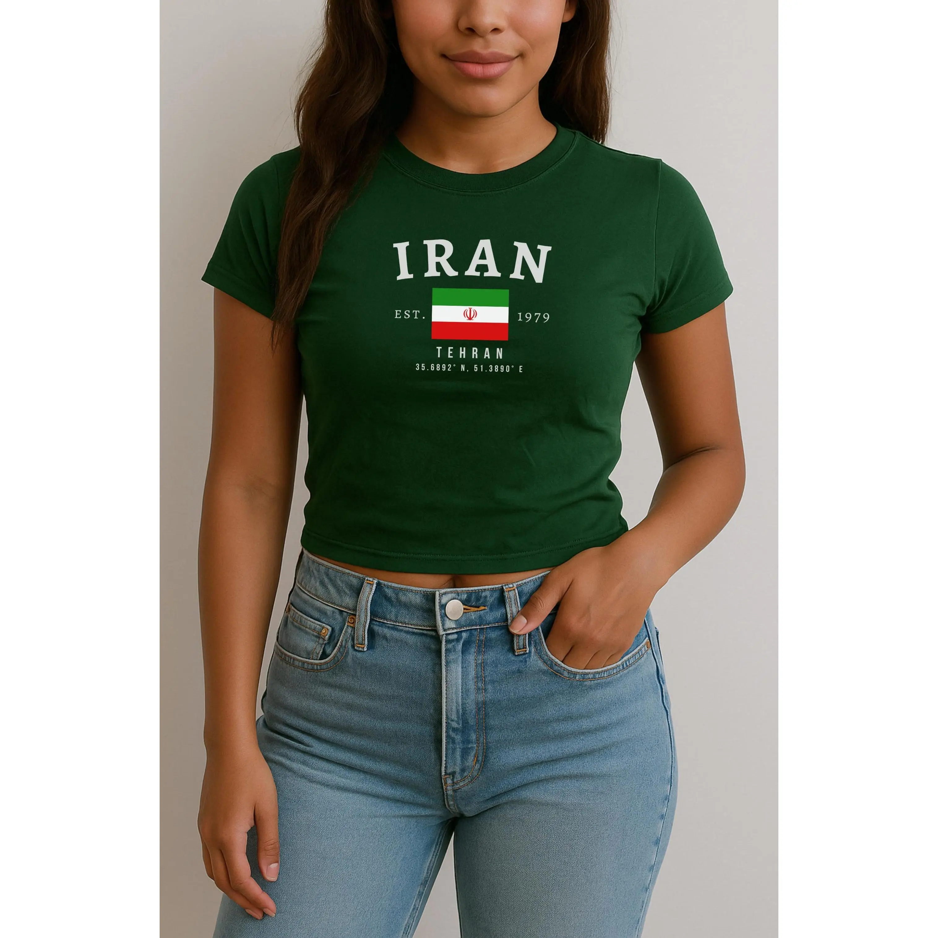 Iran Baby Tee, Y2K Top, Vintage Tehran Flag Shirt, Persian Aesthetic Tee, Iranian Pride T-Shirt for Women