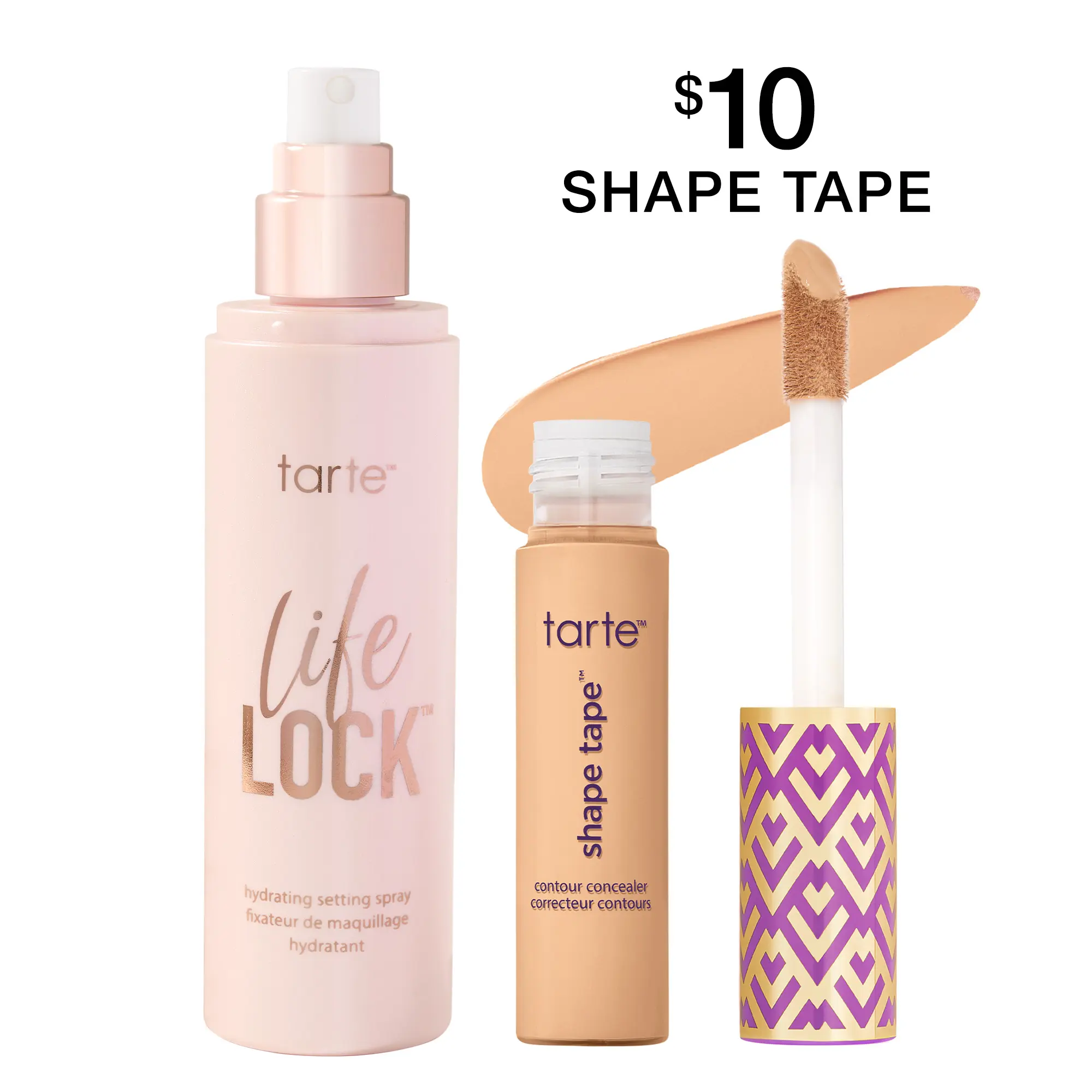 tarte perfect & set kit - shape tape concealer & life lock setting spray tarte perfect & set kit - shape tape concealer & life lock setting spray