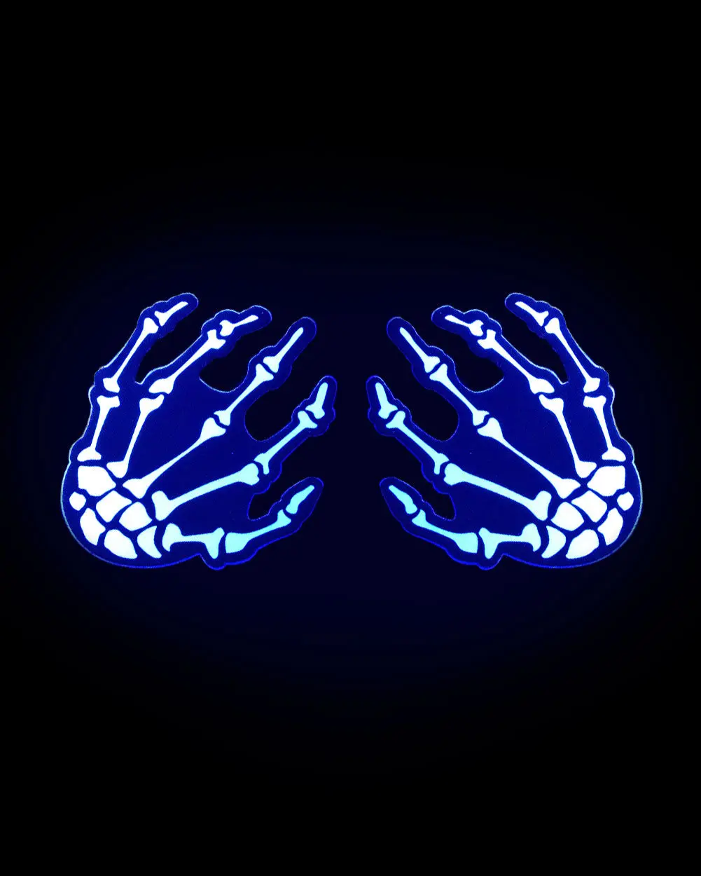 Pastease Glow-in-the-Dark Skeleton Hands Pasties - Single Pair, Waterproof, Light-Up Halloween Element Accessories, Realistic Skeleton Accessories, Blacklight Glow Party Supplies for Party Hats, Masks, Blacklight Glow Accessories, Glow-In-The-Dark Accesso