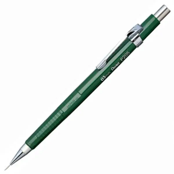 Pentel Push Button Drafting Pencil (P205-A) - 0.5mm Fine-Tipped Grip Pencil, Black Barrel, Office Stationery Writing Tool, Fine-Tipped Pencils, Grip Pencils