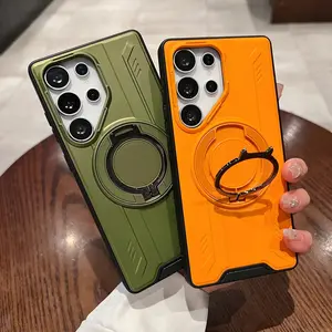 Magnet Wireless Charging Phone Case For  Galaxy S23 FE S22 S24 Plus S25 Edge S21 Ultra Holder Protection Soft Cover Cases