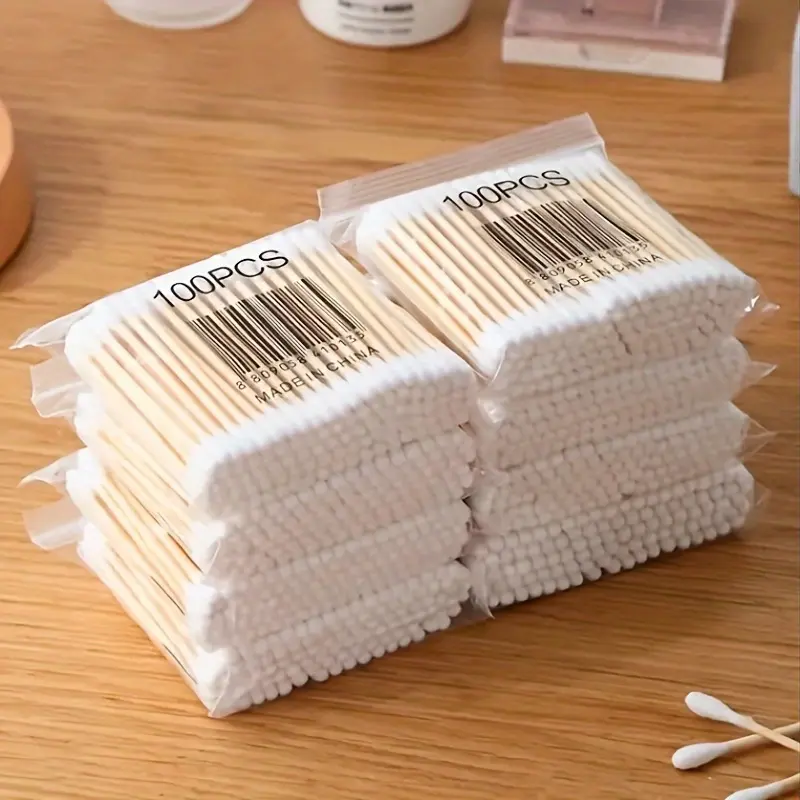 100/200/400/800pcs Cleaning Cotton Swabs, Double Round Tip Design, Excellent Beauty Tools, Storage Bag Included, Daily Home Use & Outdoor, Cleansing