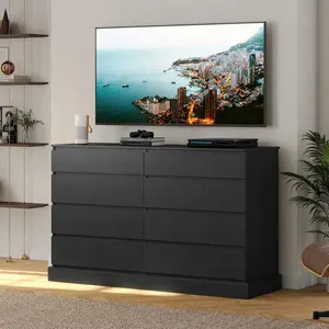 SIKAIC Modern 8-Drawer Long Double Drawer Chest Dresser, Built-In Organization for Modern Bedroom, Drawers Organization