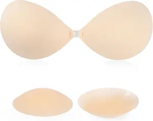 Women's Invisible Strapless Reusable Silicone Push-Up Bra - Sticky Self-Adhesive, Backless, Beige, Sexy, Comfortable, Light - Ideal for Evening, Halter Women's Clothes