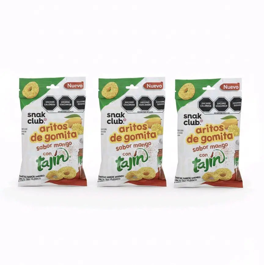 ​Snak Club Tajín Mango Gummy Rings – Sweet & Spicy Chili Lime Gummies – 3 Pack (1.9 oz Bags)