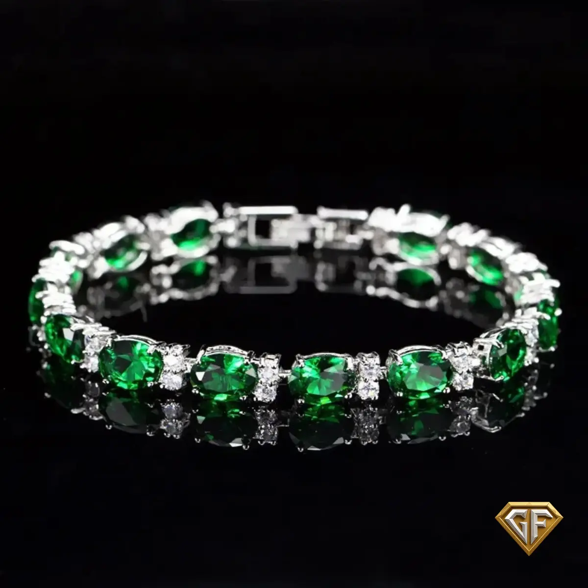 Green Emerald Gemstone Bracelet, 7.5 inch Stainless Steel Bracelet, AAA+ May Birthstone Birthstone and Cubic Zirconia - May Birthday - Christmas Gift Handmade Jewelry Handmade Jewelry
