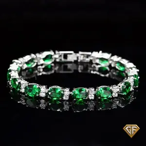 Green Emerald Gemstone Bracelet, 7.5 inch Stainless Steel Bracelet, AAA+ May Birthstone Birthstone and Cubic Zirconia - May Birthday - Christmas Gift Handmade Jewelry Handmade Jewelry