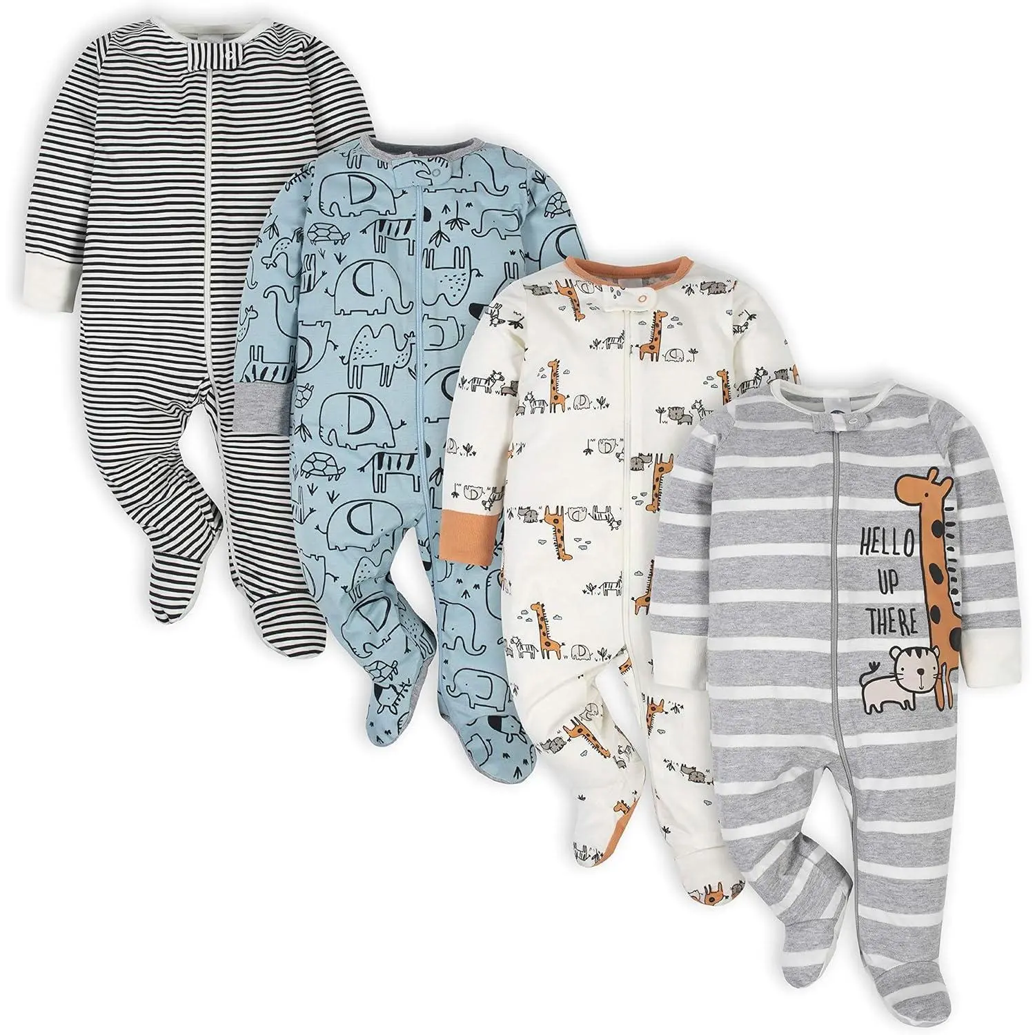 Baby Boys 4 Pack Sleep N Play Footie Sleeper Onesie with Feet 0-3 Months