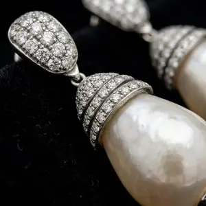 Dear Yesterday Retro Baroque-Inspired Teardrop Pearl Earrings with Crystal Accents