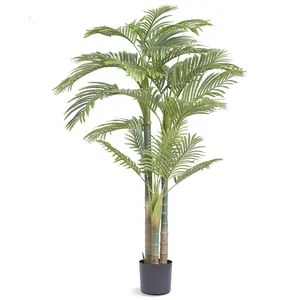 VEVOR Artificial Gold Cane Palm Tree,  , 6.5 FT Tall Faux Plant, PE Material & Anti-Tip Tilt Protection Low-Maintenance Plant, Lifelike Green Fake Tree for Home Office Warehouse Decor Indoor Outdoor Decorative Fruit