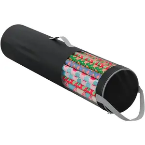 Wrapping Paper Storage Bag Wrapping Paper Organizer Under Bed for Storing Multiple Rolls of Gift Wrap, 42” Length Container Constructed of Durable 600D Oxford Material (Black)