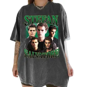Stefan Salvatore Retro 90s Bootleg T-Shirt, Vintage Vampire Diaries Inspired Graphic Tee for Fans