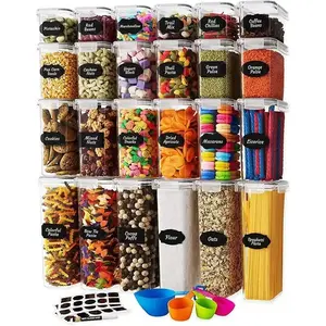 16pcs Sealed Storage Containers Set, Large Food Storage Bins, Durable Plastic, Stackable, Silicone Lids, Kitchen & Pantry Organization