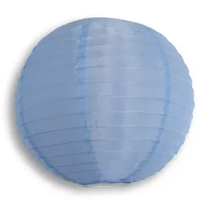 30" Serenity Blue Jumbo Shimmering Nylon Lantern, Parallel Ribbing, Durable, Dry Outdoor Hanging Decoration