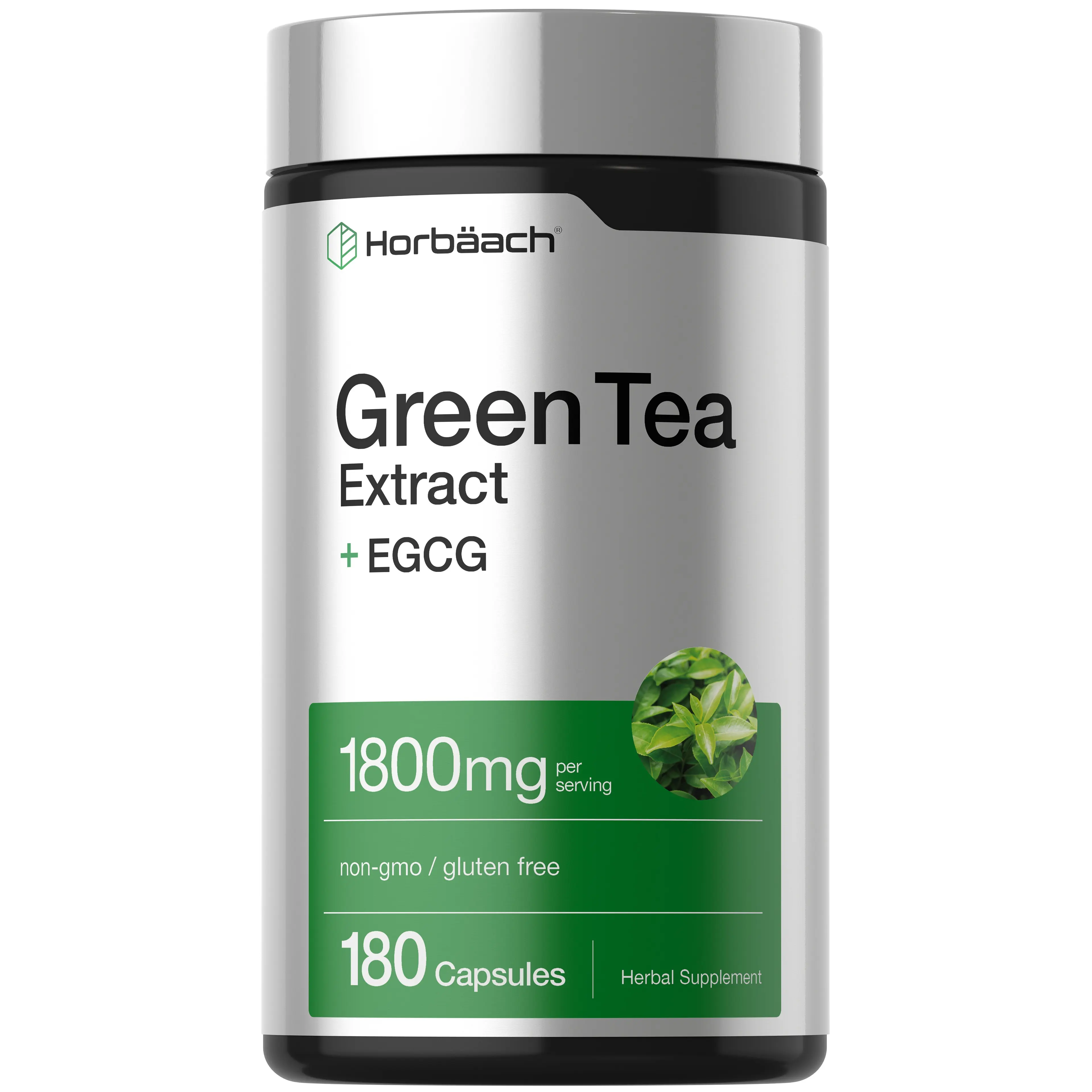 Horbäach EGCG Green Tea Extract Pills | 180 Capsules | Max Potency | Non-GMO & Gluten Free Supplement