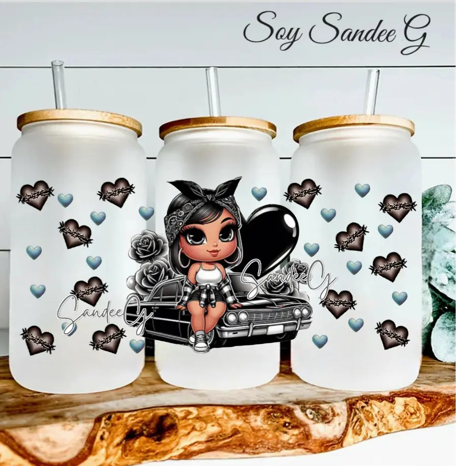 Black Lowrider Cutie - UVDTF Wrap for cups/hard surfaces sticker