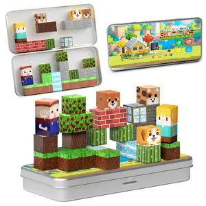 Magnetic Set in Iron Box, Easy To Organize STEM Sensory Cube, Stem Magnet Blocks, Children's Primitive Forest Magnet Perfect Halloween and Christmas Birthday Gift