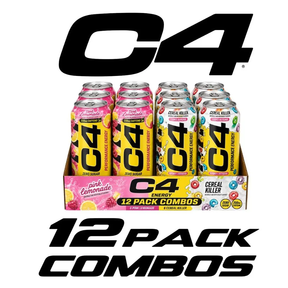 C4 Performance Energy Drinks - Sugar-Free Sports Variety Combo, 12-Pack Caffeinated Cans with 200mg Caffeine