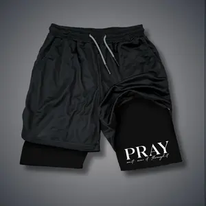Christianity Double-Layer Sports Shorts Graphic Shorts Black Shorts Camo Shorts Streetwear Shorts Men Outfits Men Short Shorts Vacation Outfits Shorts