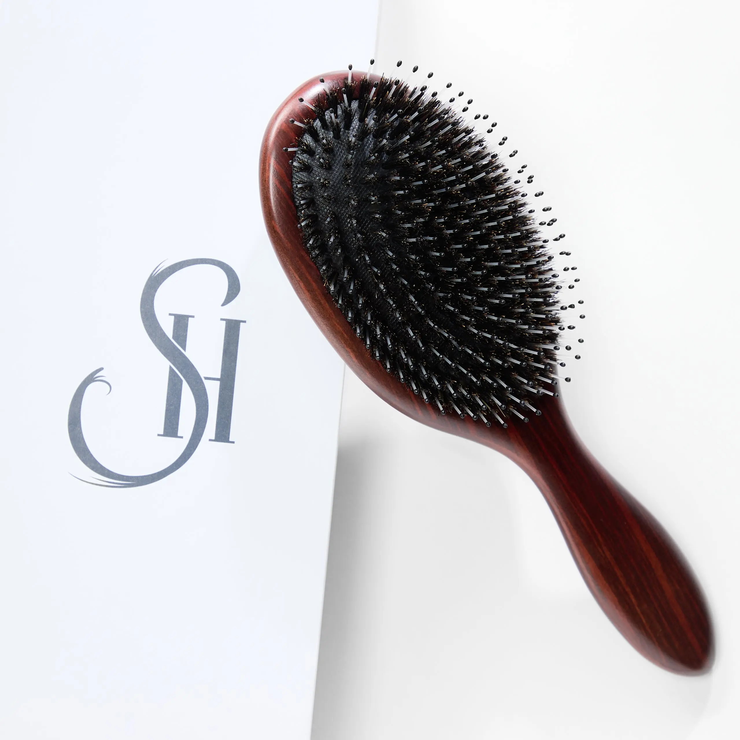 Seventh Heaven Beechwood Bliss Hair Extension Brush - Tangle-Free Boar & Nylon Bristles for Premium Extensions - Ergonomic Handle - Anti-Static - Salon-Quality