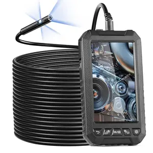 VEVOR Endoscope Camera with Light,  , Triple Lens Borescope with 49.2FT Semi-Rigid Cable, 5" Screen 1080P Inspection Camera, 8 + 2 LED Lights, IP67 Waterproof Snake Camera for Auto, Plumbing (32GB Card)