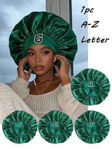 1PC Unisex Personalized A-Z Letter Jellyfish Hair Hat, Soft Satin Sleep Cap for Curly Hair, Comfortable Night Sleep Hat Hair Protection Bonnet,Breathable Satin Hair Bonnet, Perfer For Hair Care & Beauty Sleep, Sleep Bonnets