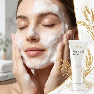 Hoygi Rice Bran Water Facial Cleanser 100ml  | With Rice Powder & Hyaluronic Acid Scrub Foam| Gentle Exfoliation | Deep Cleans Pores | Leaves Skin Soft & Glowing | For Daily Use All Skin Types