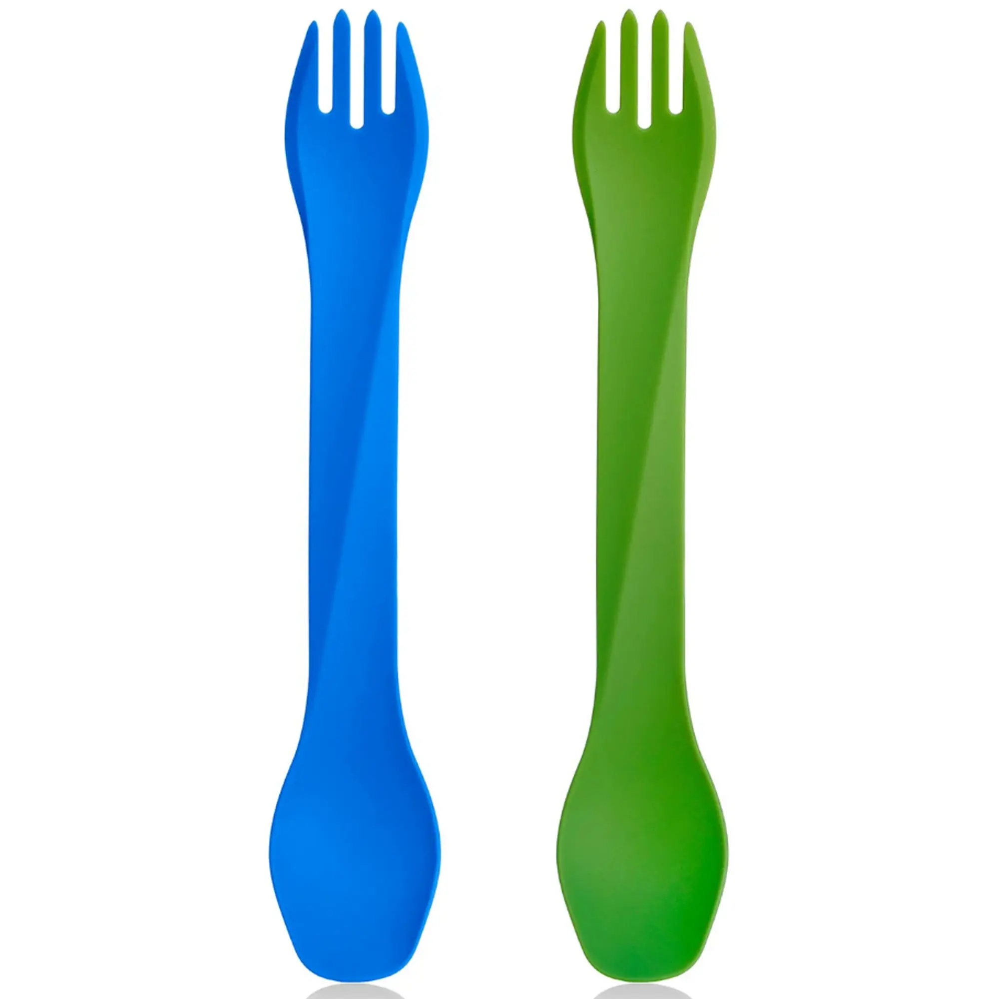 Humangear GoBites BIO Long Combo Spoon/Fork Portable Cutlery Dinnerware Tableware 2-Pack - Blue/Green, Set