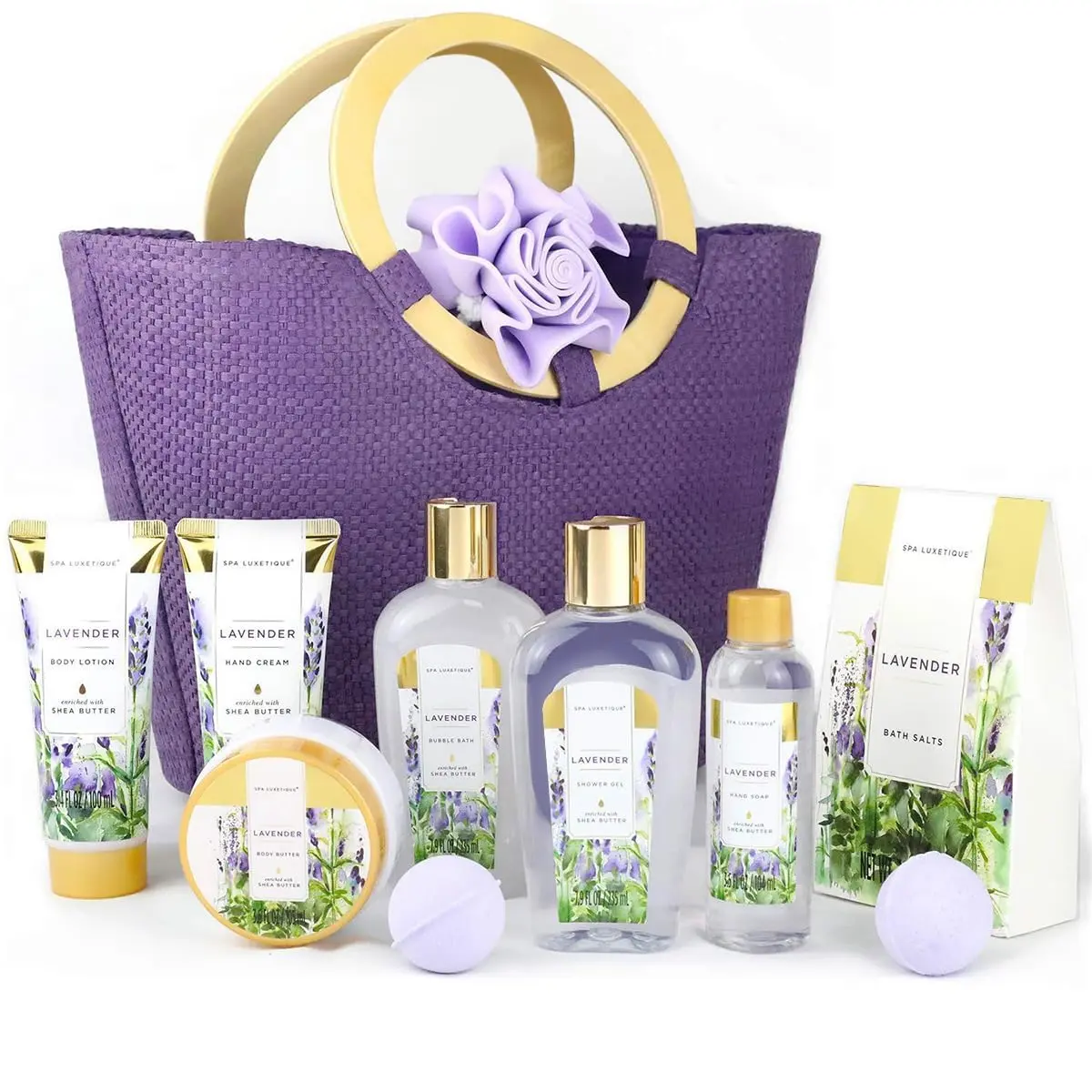 10pcs Lavender Bath Gifts with Bath Bomb, Body Lotion, Bubble Bath, Gift Baskets, Spa Gifts, Relaxing Spa Baskets for Women Gift, Christmas, Birthday Gifts, Body Care Set Kit Scent Comfort Valentine's Day Gift Mother's Day Gift For Mom Pamper Your Mother