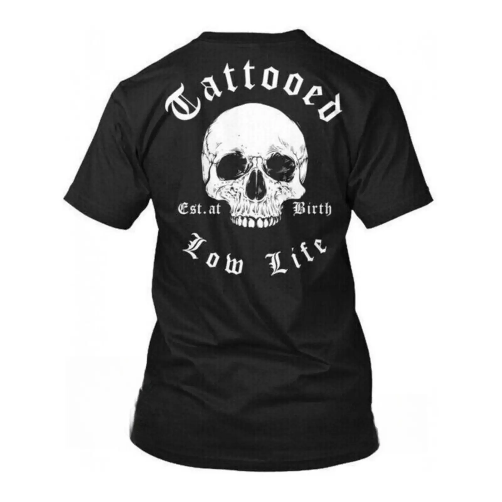 "Tattooed Low Life Est At Birth Cotton Sports Top - Shortsleeve, Soft Prints, Day Wear for Sports & Outdoor Activities"